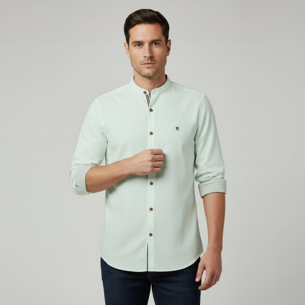 LUCAS Solid Cotton Button-Up Shirt