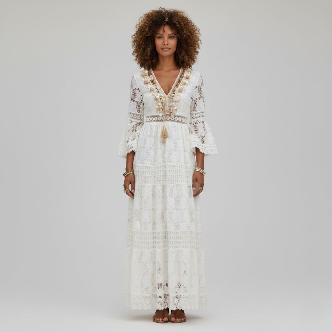 ELOISE Floral Lace Midi Dress