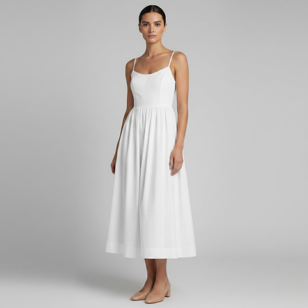 CELINE Square Neck A-Line Midi Dress