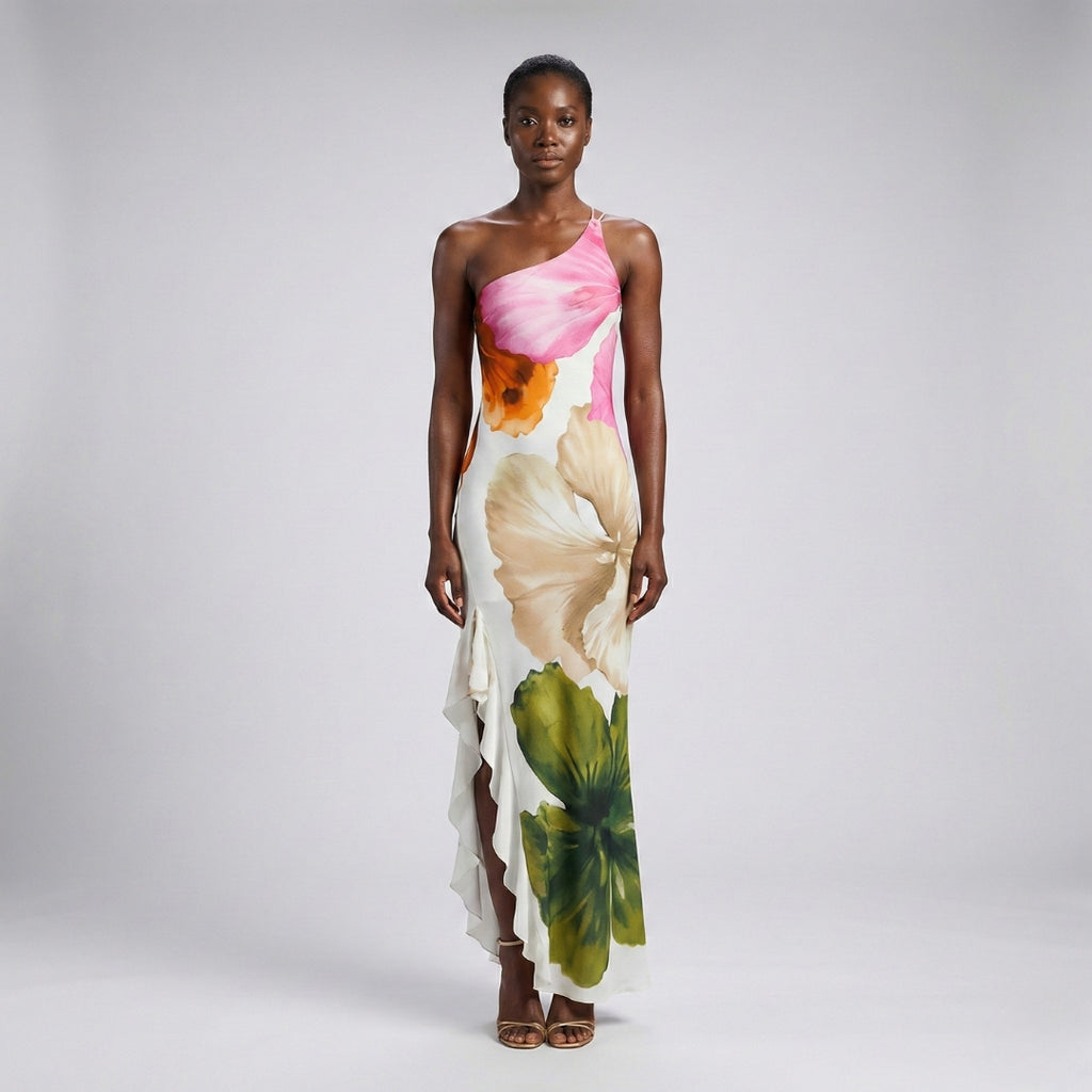 HANNAH Asymmetrical Pleated Maxi