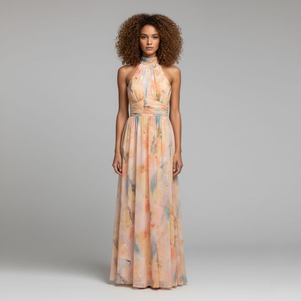 SANDRA Printed Backless Maxi Dress