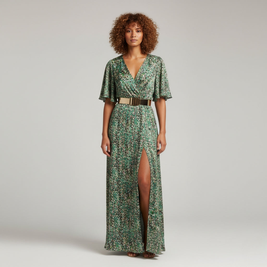 KHATERINE V-Neck Paisley Maxi Dress