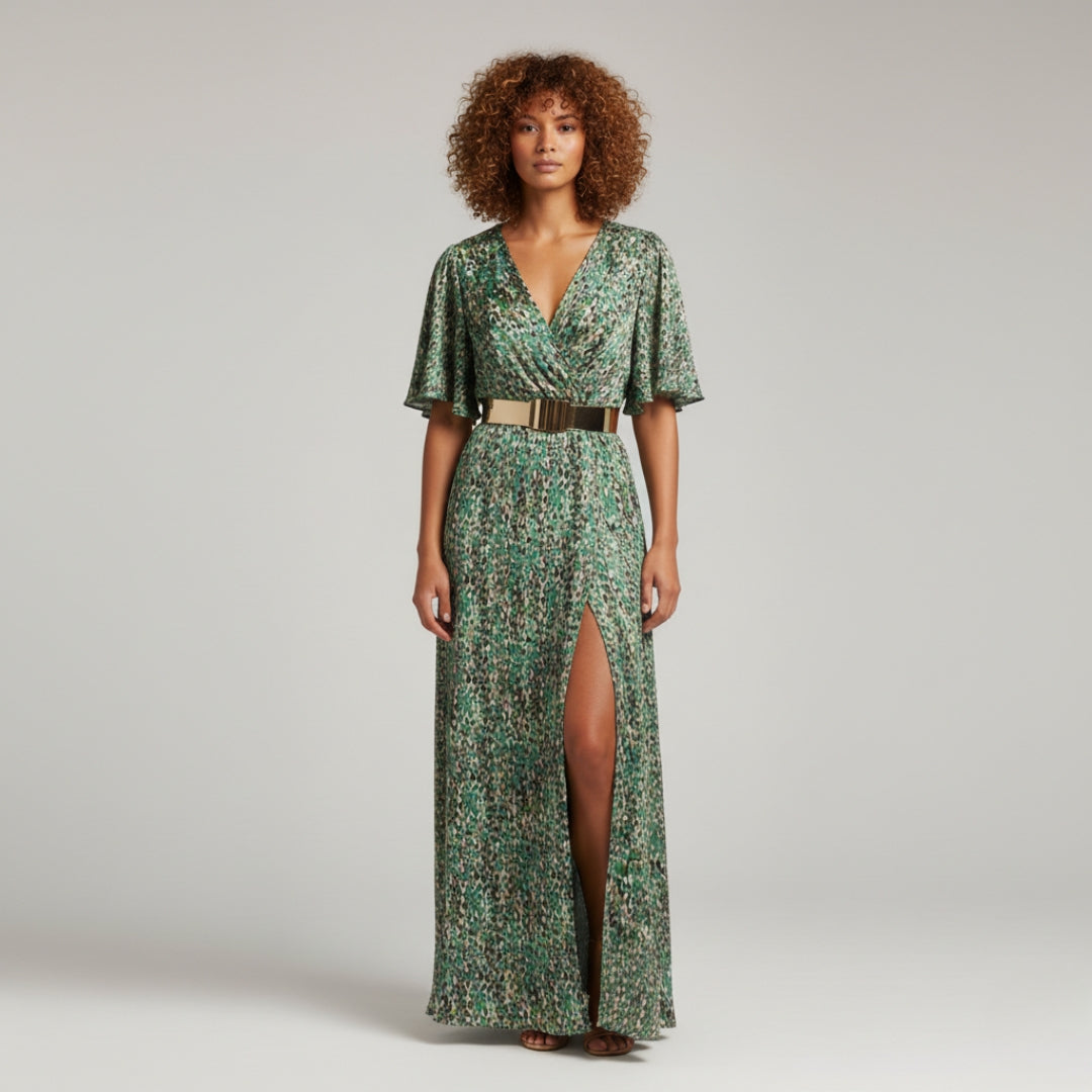 KHATERINE V-Neck Paisley Maxi Dress
