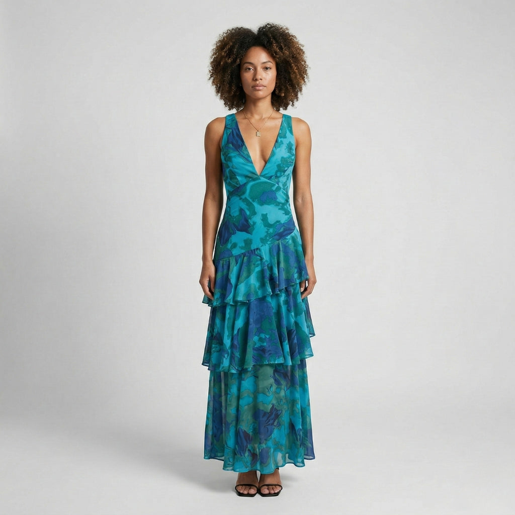 EILEEN V-Neck Plissé Maxi