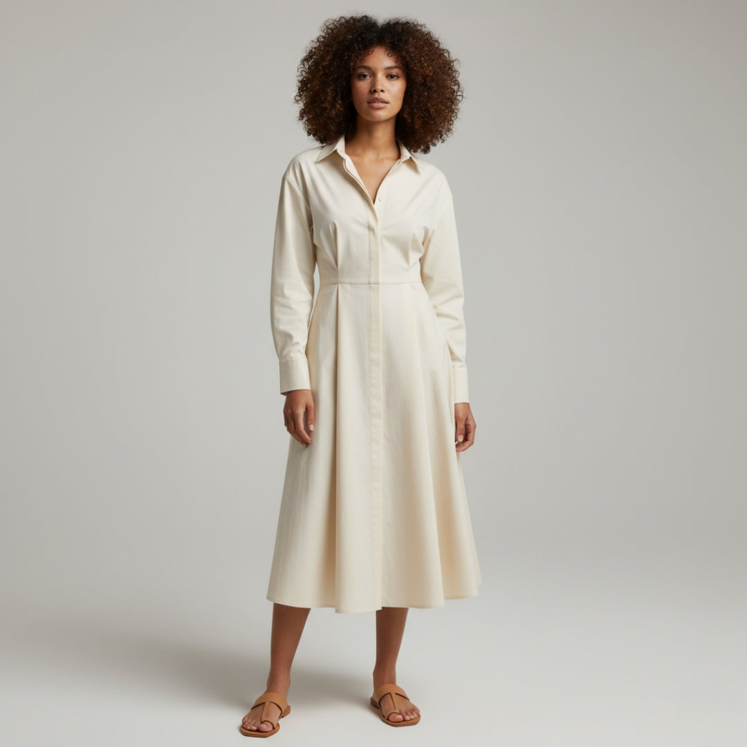 MATHILDA Striped Button Shirt Dress