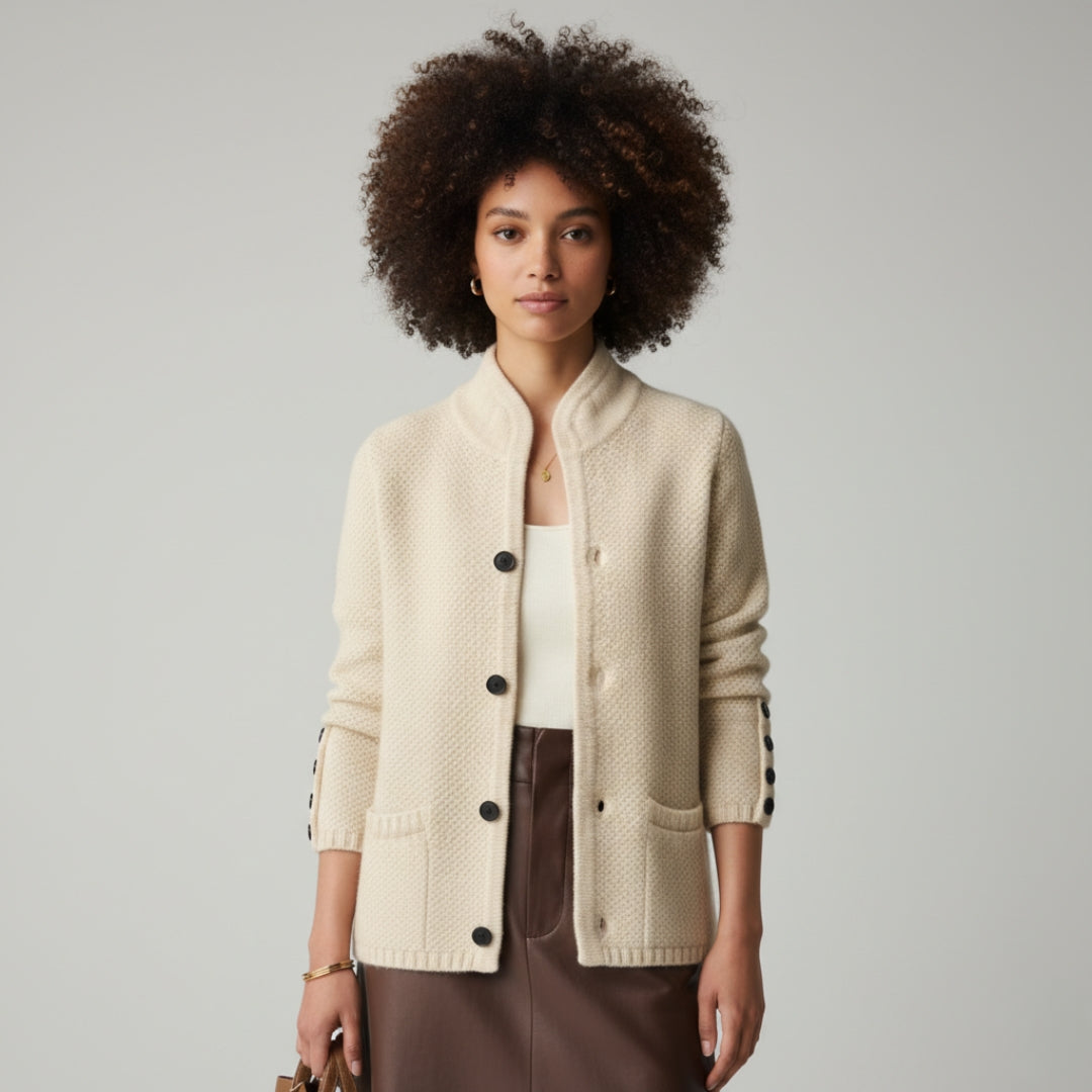 LORI Wool High Neck Cardigan