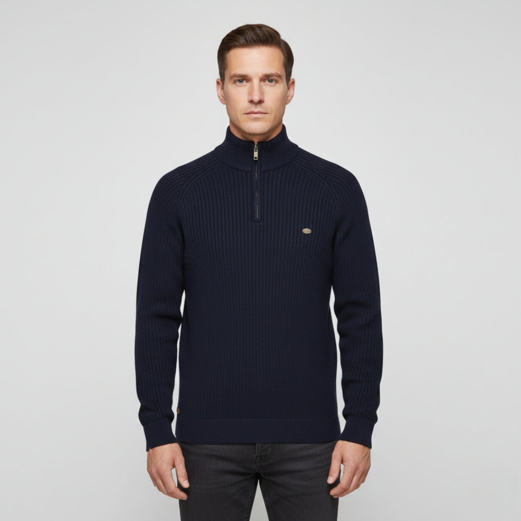 THEO Stand Collar Half-Zip Knit Sweater
