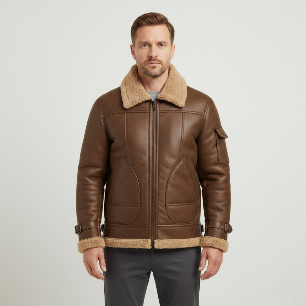 ROBERT Solid Zip-Up Jacket With Turn-Down Collar