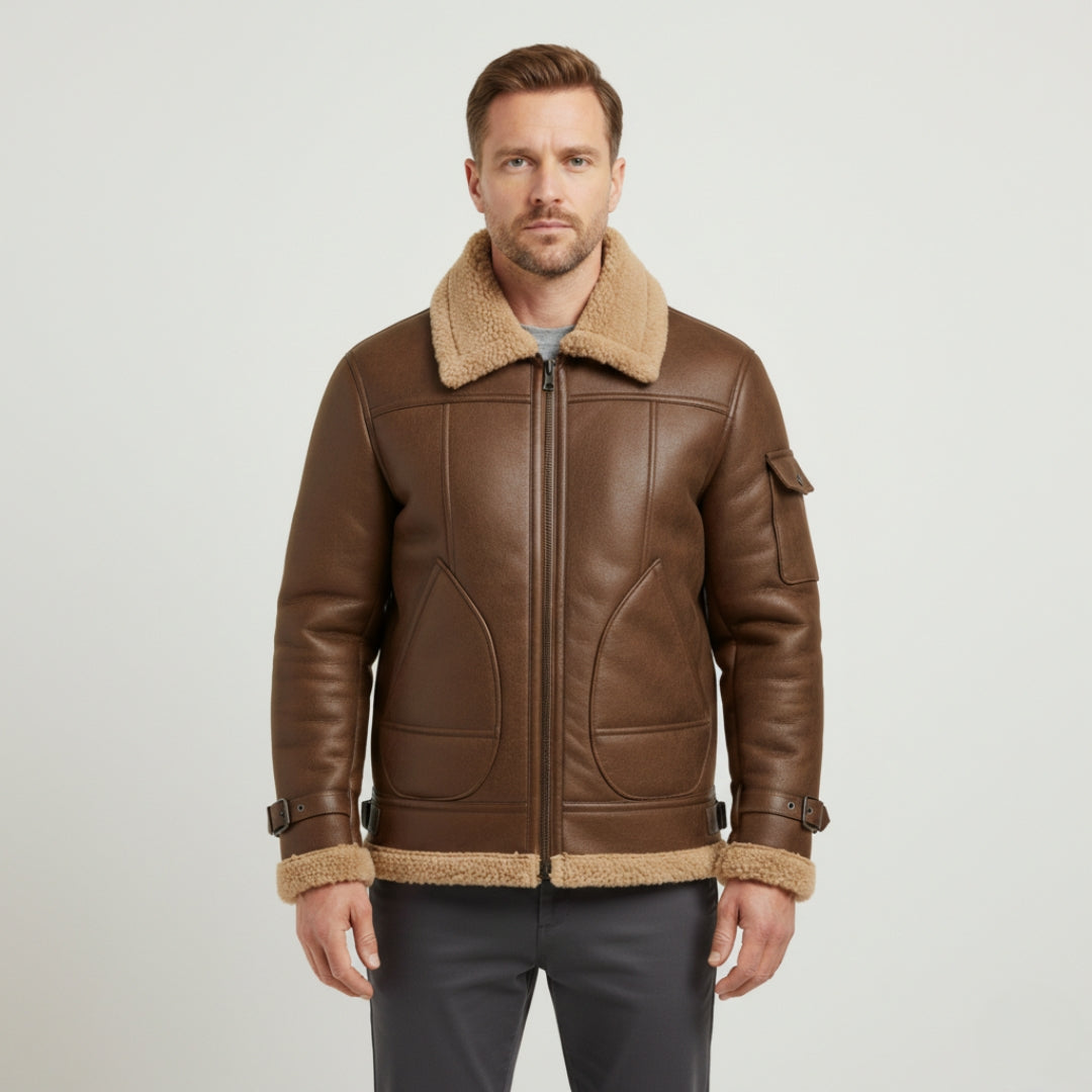 ROBERT Solid Zip-Up Jacket With Turn-Down Collar