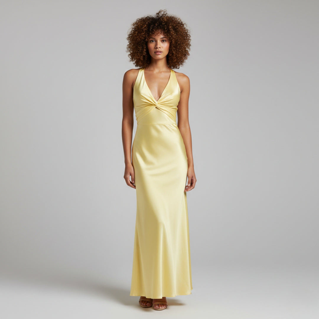 LUCIA Backless V Neck Maxi Dress