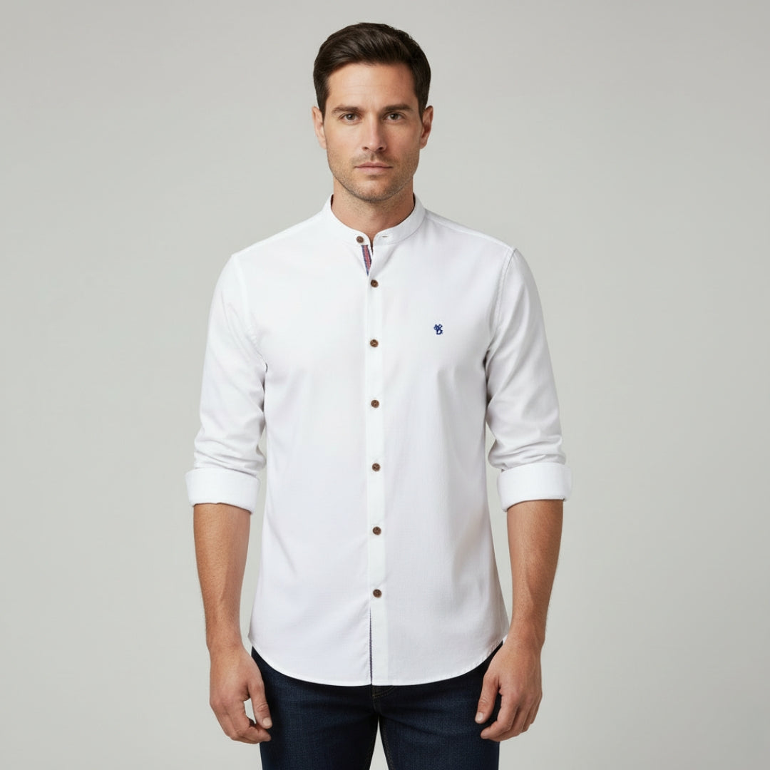 LUCAS Solid Cotton Button-Up Shirt