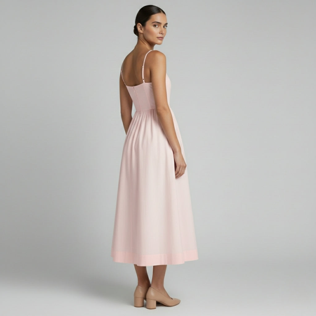 CELINE Square Neck A-Line Midi Dress