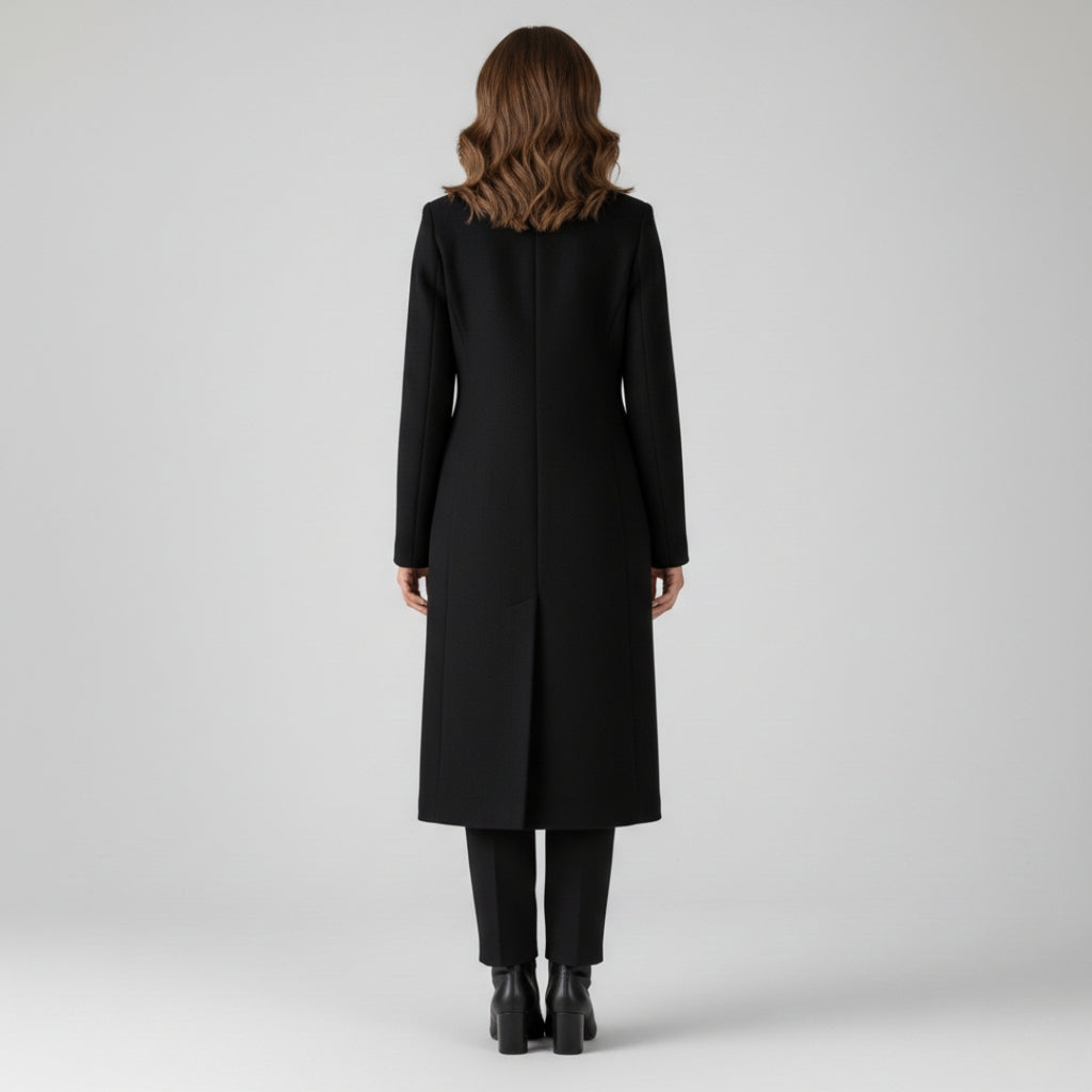 MARTINA Long Double Breasted Wool Blend Coat