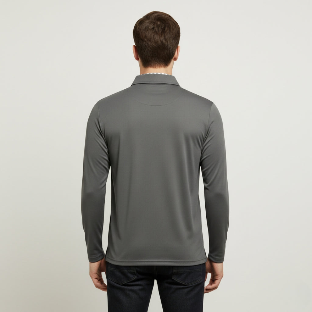 RAYMOND Long Sleeve Color Block Polo Shirt