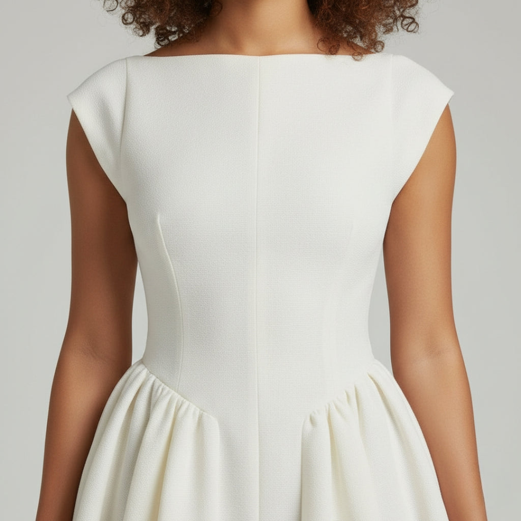 CAMILLE Round Neck Backless Midi Dress