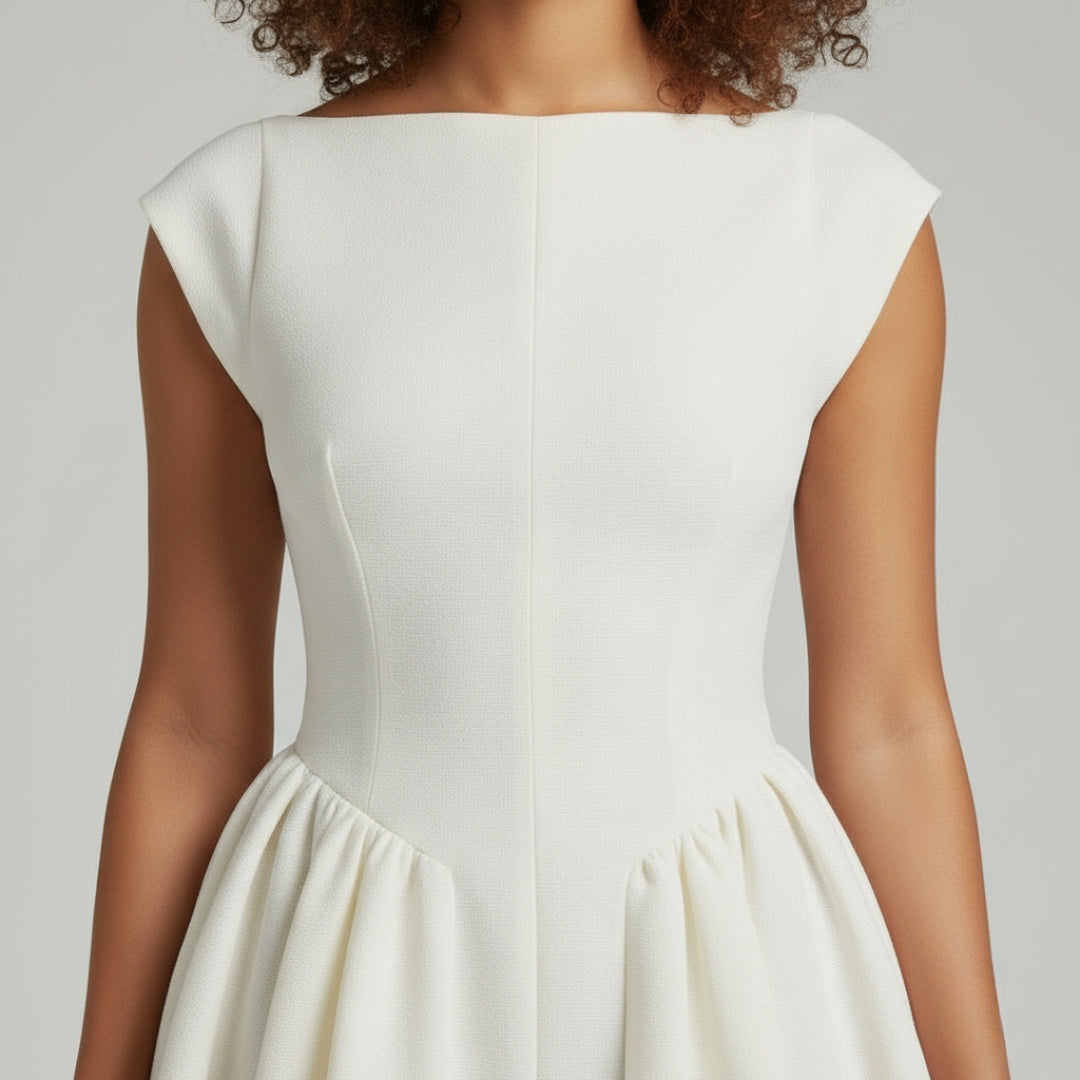 CAMILLE Round Neck Backless Midi Dress