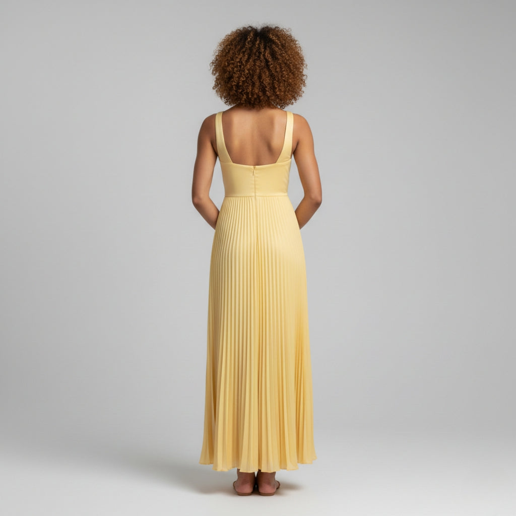 EMMA V-Neck Pleated Midi Dress