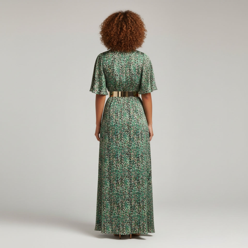 KHATERINE V-Neck Paisley Maxi Dress