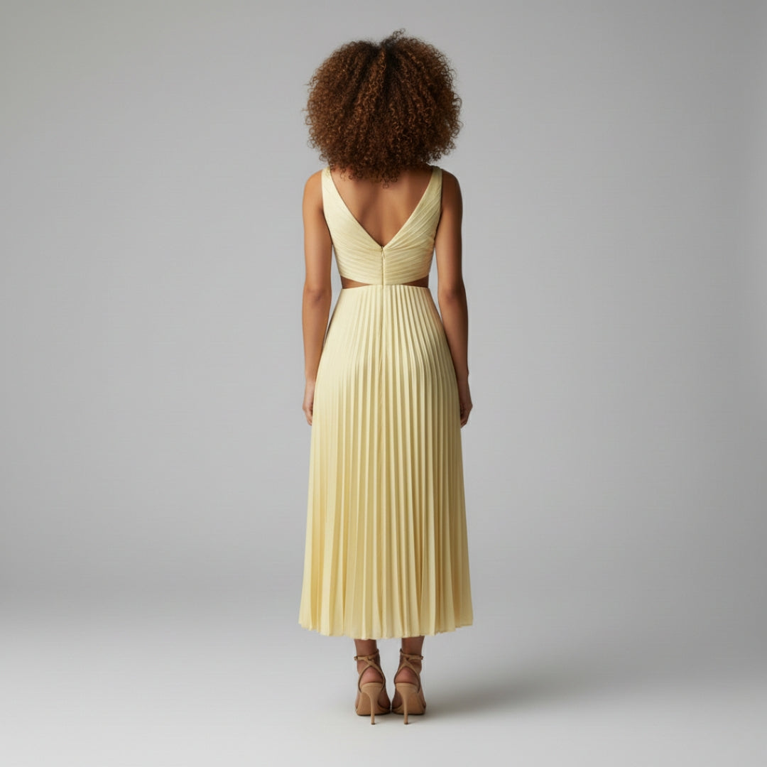 SOPHIE V-Neck Pleated Midi Dress