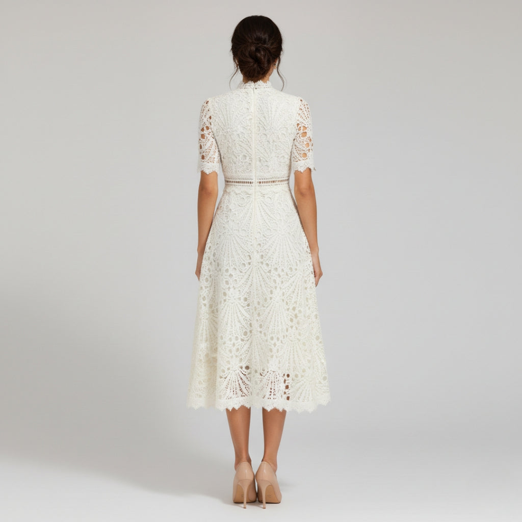 CHLOE Printed Puff Sleeve Midi Dress