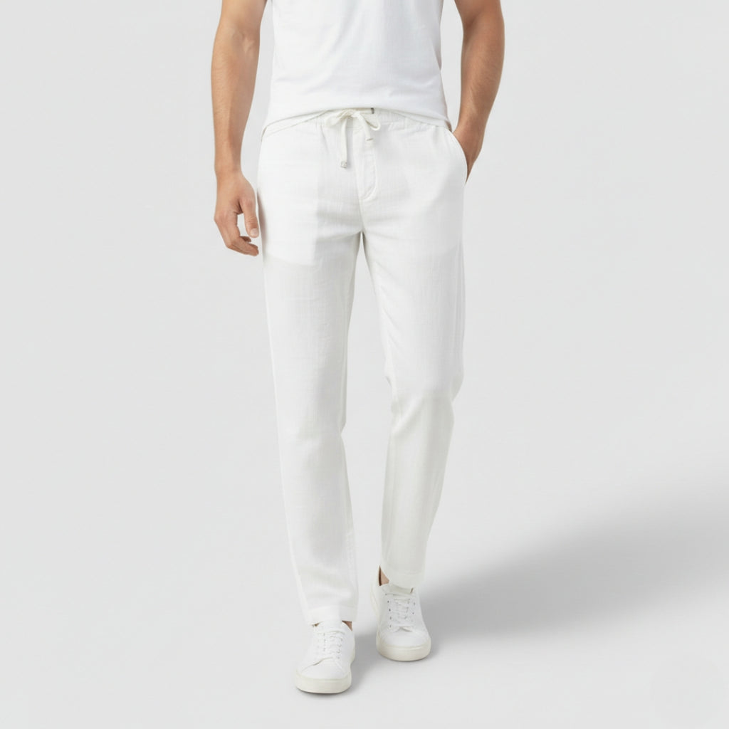 LUCAS Elastic Waist Cotton Linen Trousers