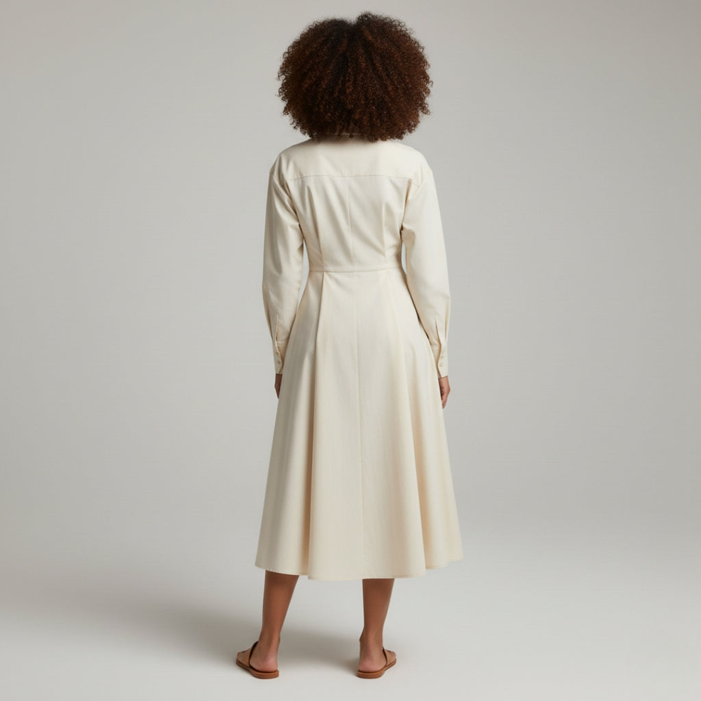 MATHILDA Striped Button Shirt Dress