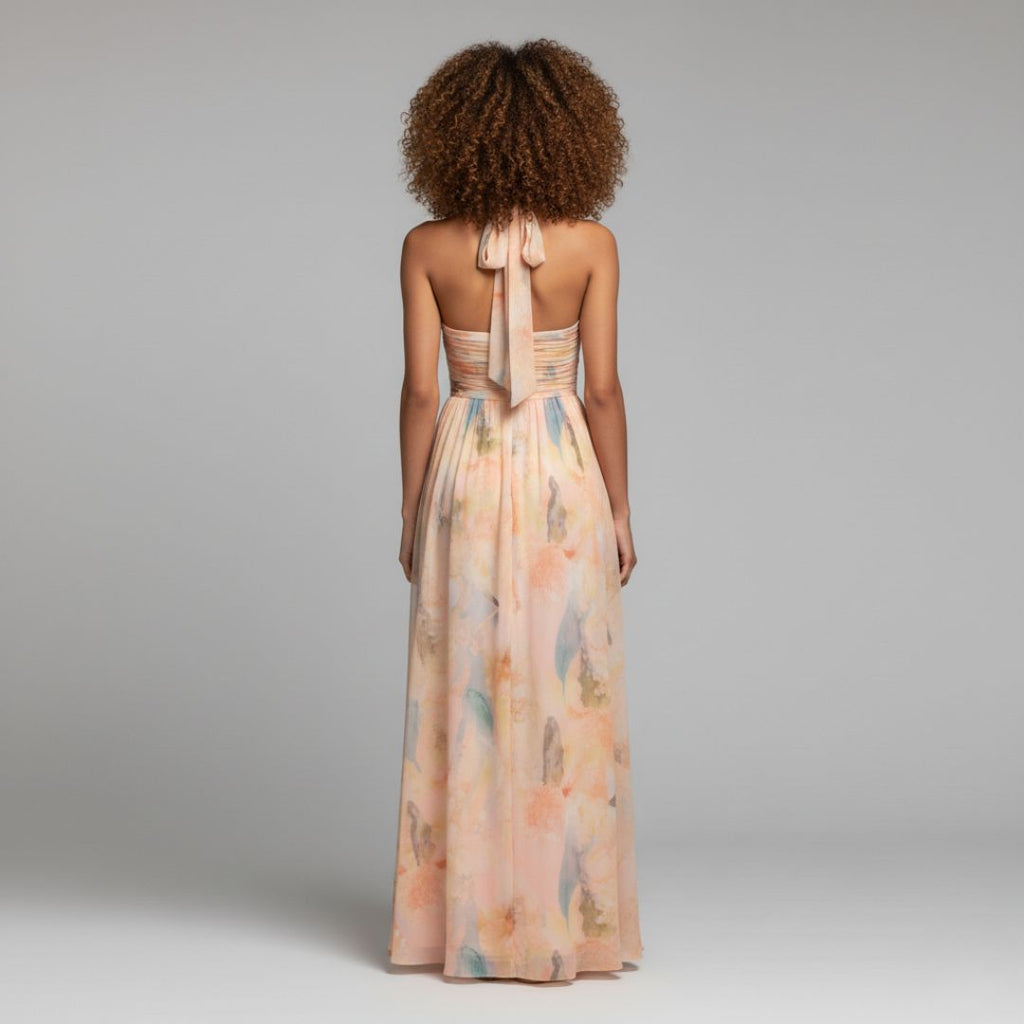 SANDRA Printed Backless Maxi Dress