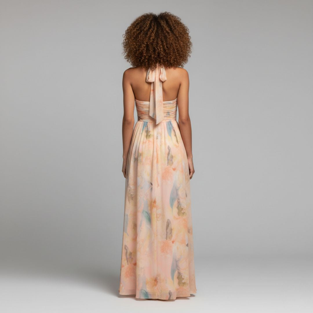 SANDRA Printed Backless Maxi Dress