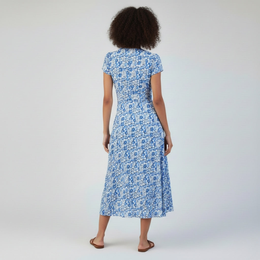 CLARA V-Neck Printed Midi Dress