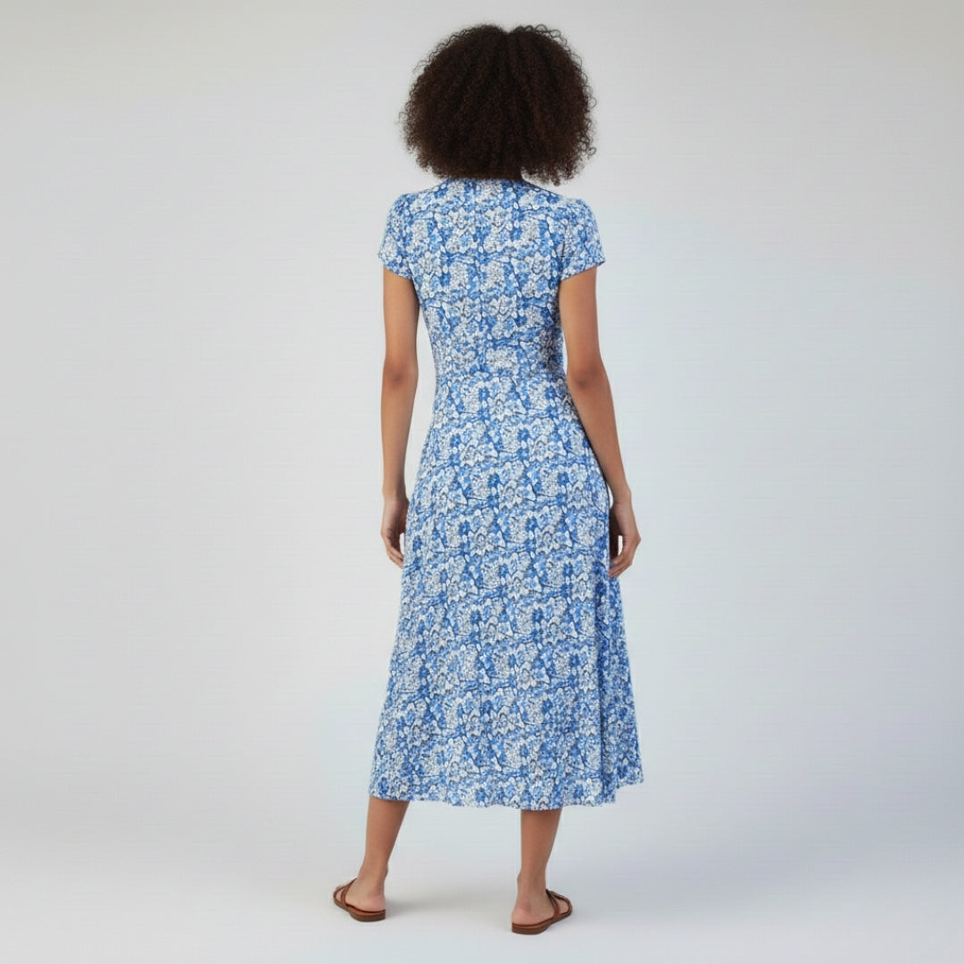 CLARA V-Neck Printed Midi Dress