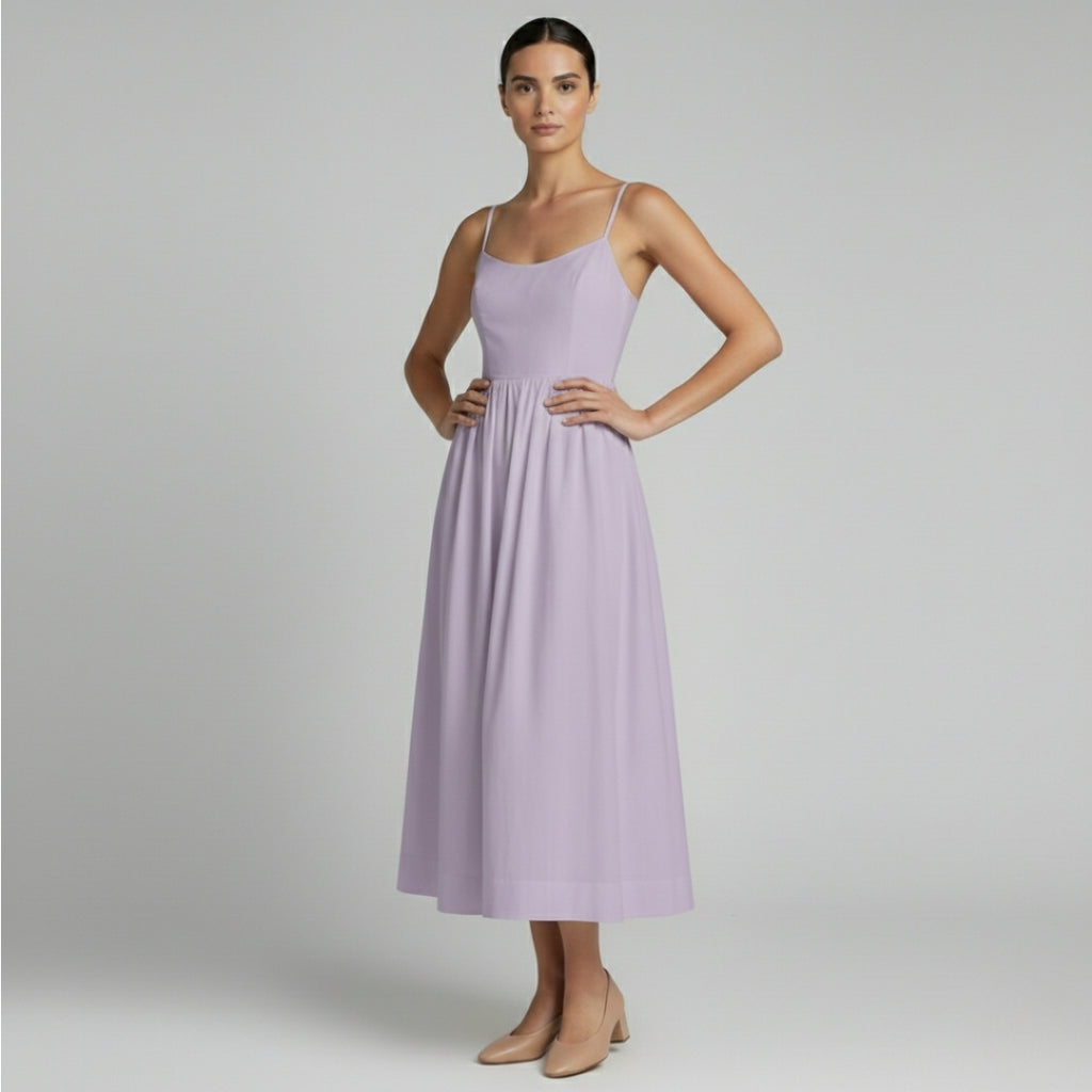 CELINE Square Neck A-Line Midi Dress