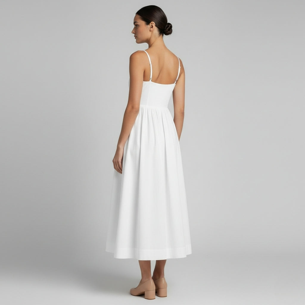 CELINE Square Neck A-Line Midi Dress
