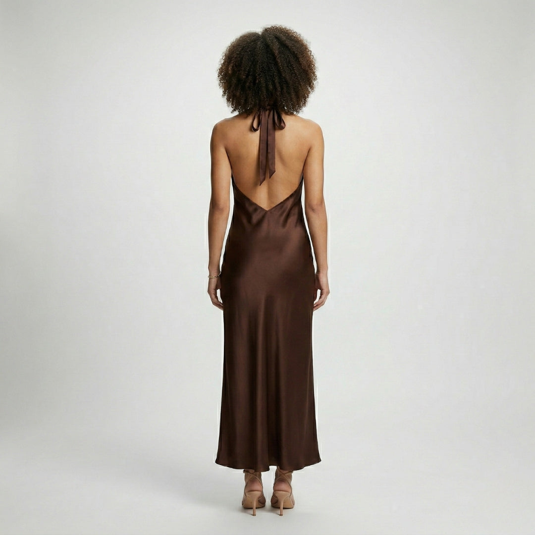 CHARLOTTE Backless Satin Maxi