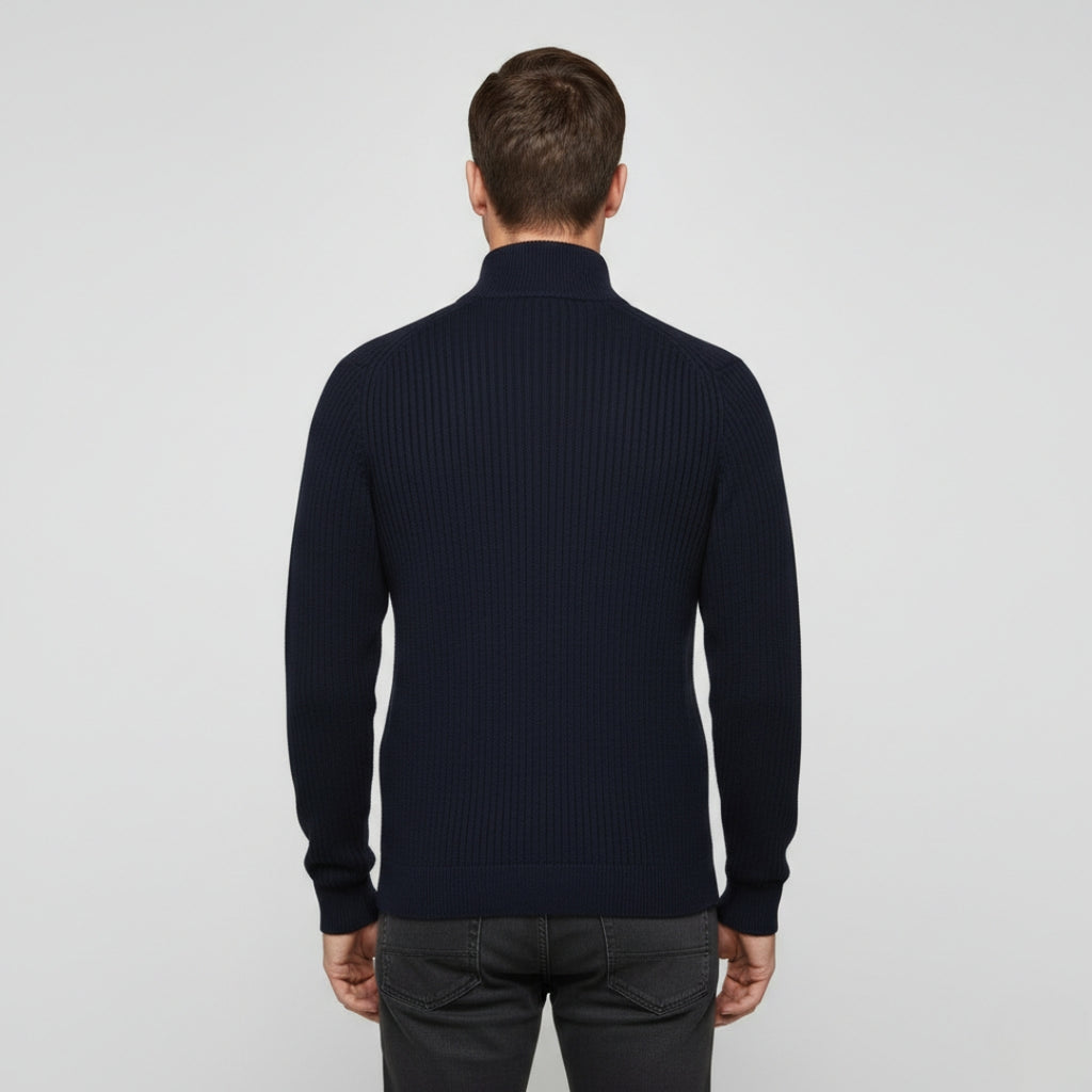 THEO Stand Collar Half-Zip Knit Sweater