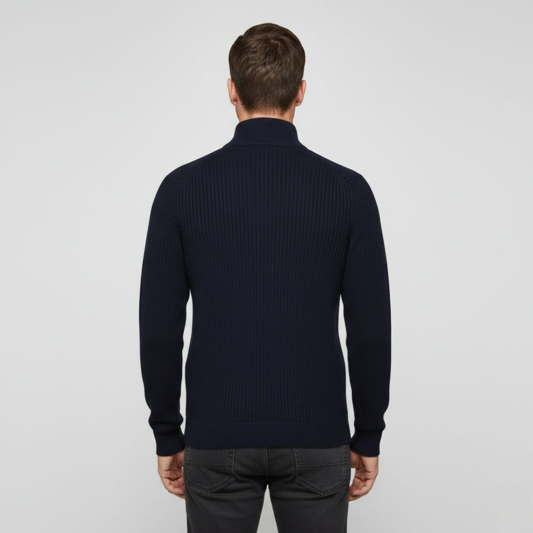 THEO Stand Collar Half-Zip Knit Sweater