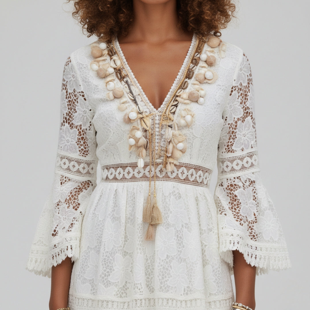 ELOISE Floral Lace Midi Dress