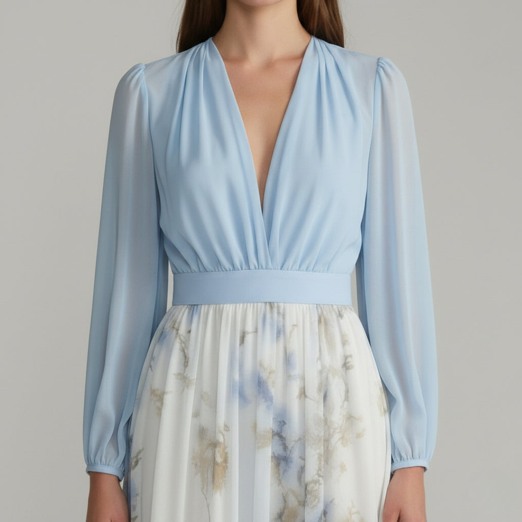 RITA V-Neck Printed Maxi Dress