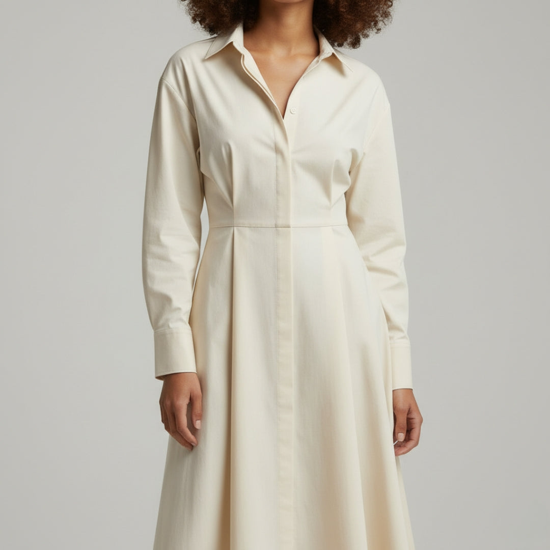 MATHILDA Striped Button Shirt Dress