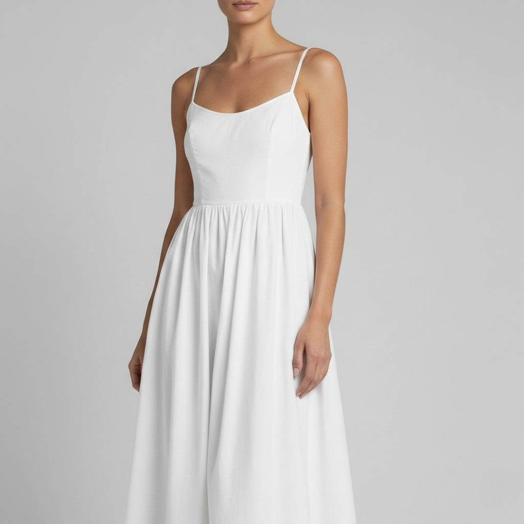 CELINE Square Neck A-Line Midi Dress