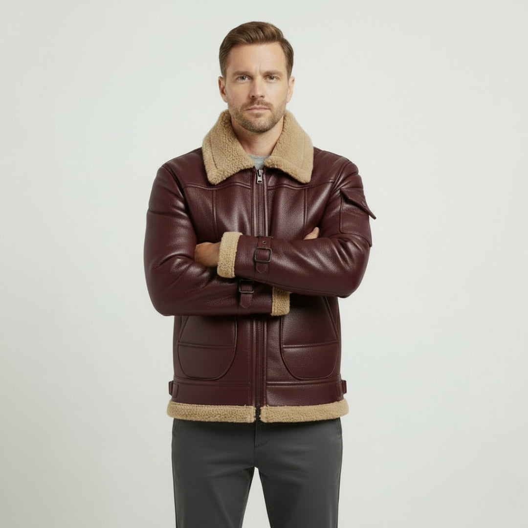 ROBERT Solid Zip-Up Jacket With Turn-Down Collar