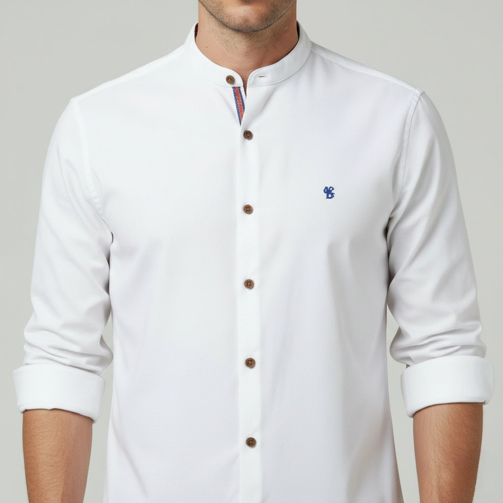 LUCAS Solid Cotton Button-Up Shirt