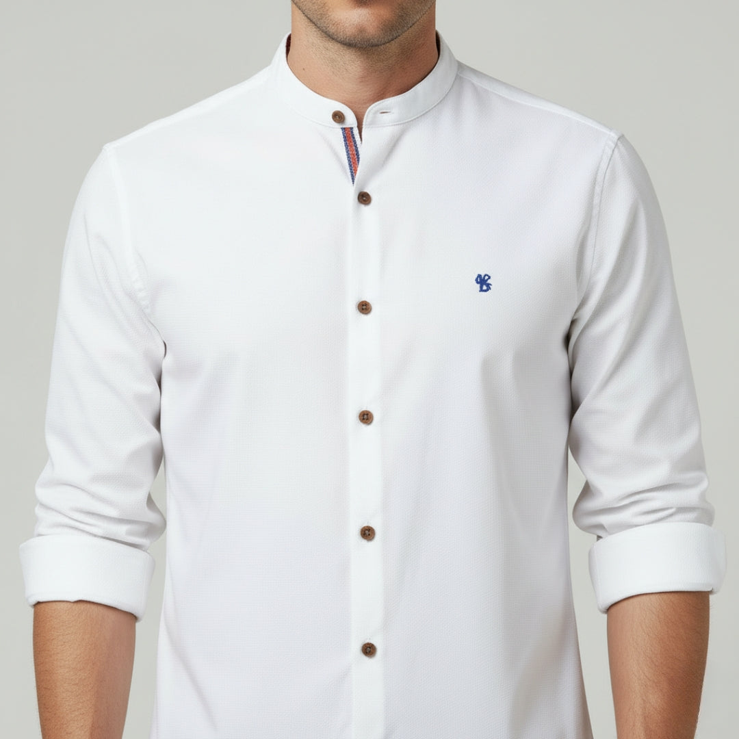LUCAS Solid Cotton Button-Up Shirt