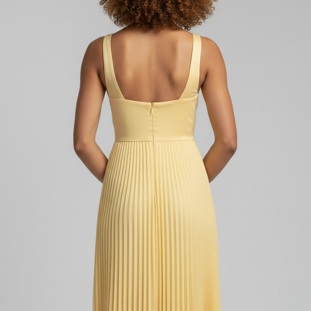 EMMA V-Neck Pleated Midi Dress