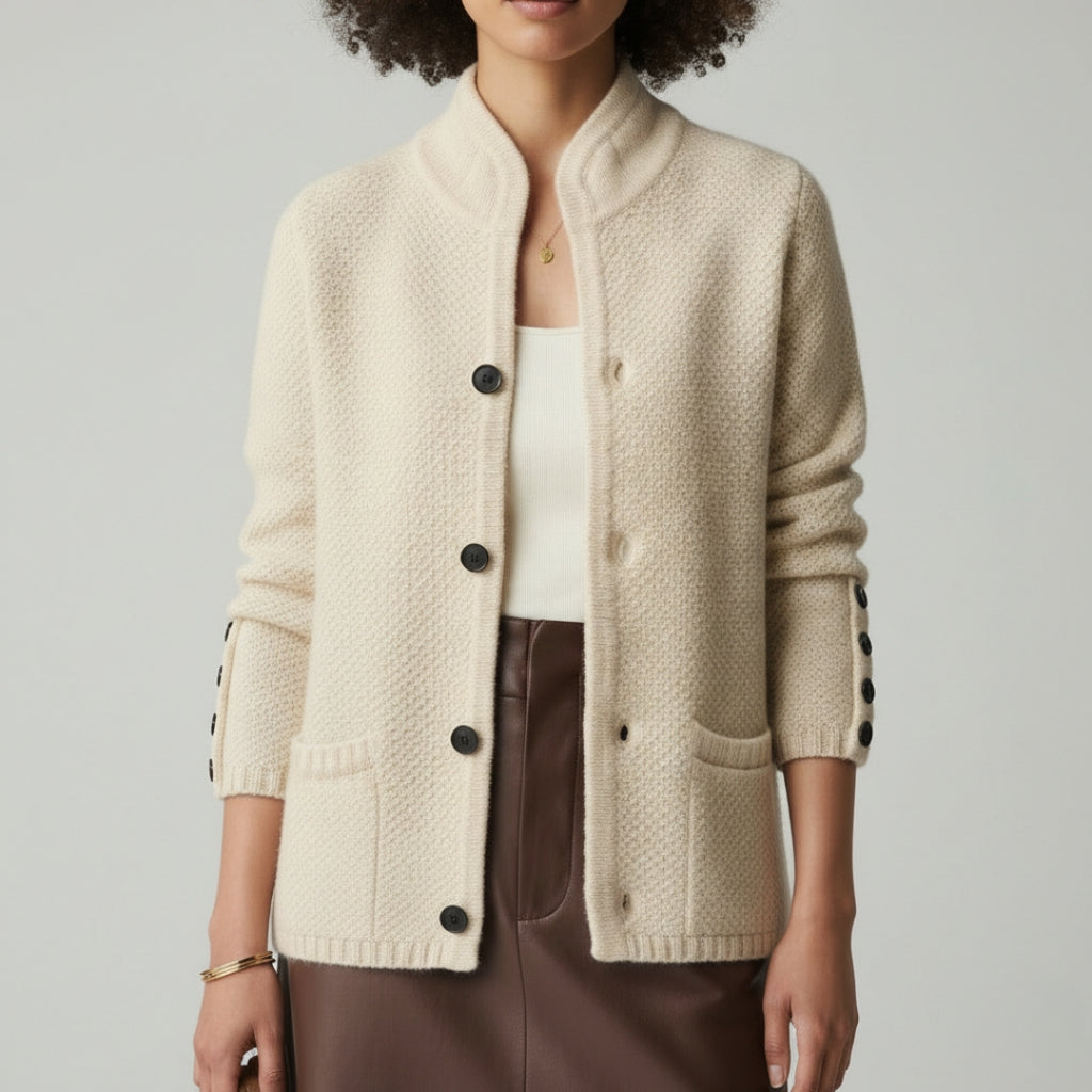 LORI Wool High Neck Cardigan