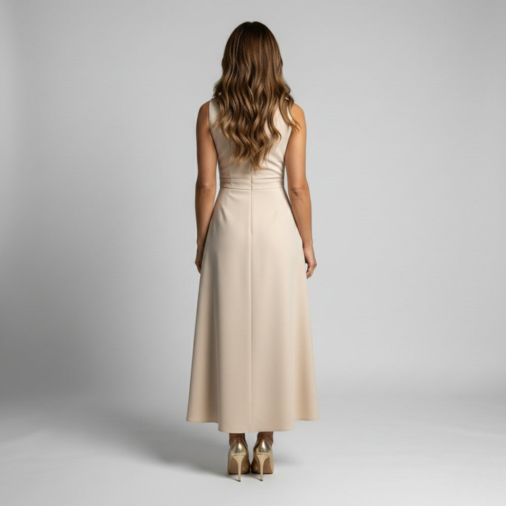 HARPER Pleated V-Neck Dress