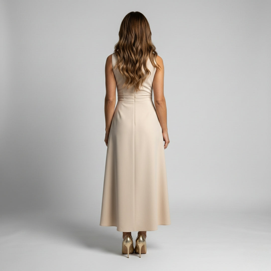 HARPER Pleated V-Neck Dress