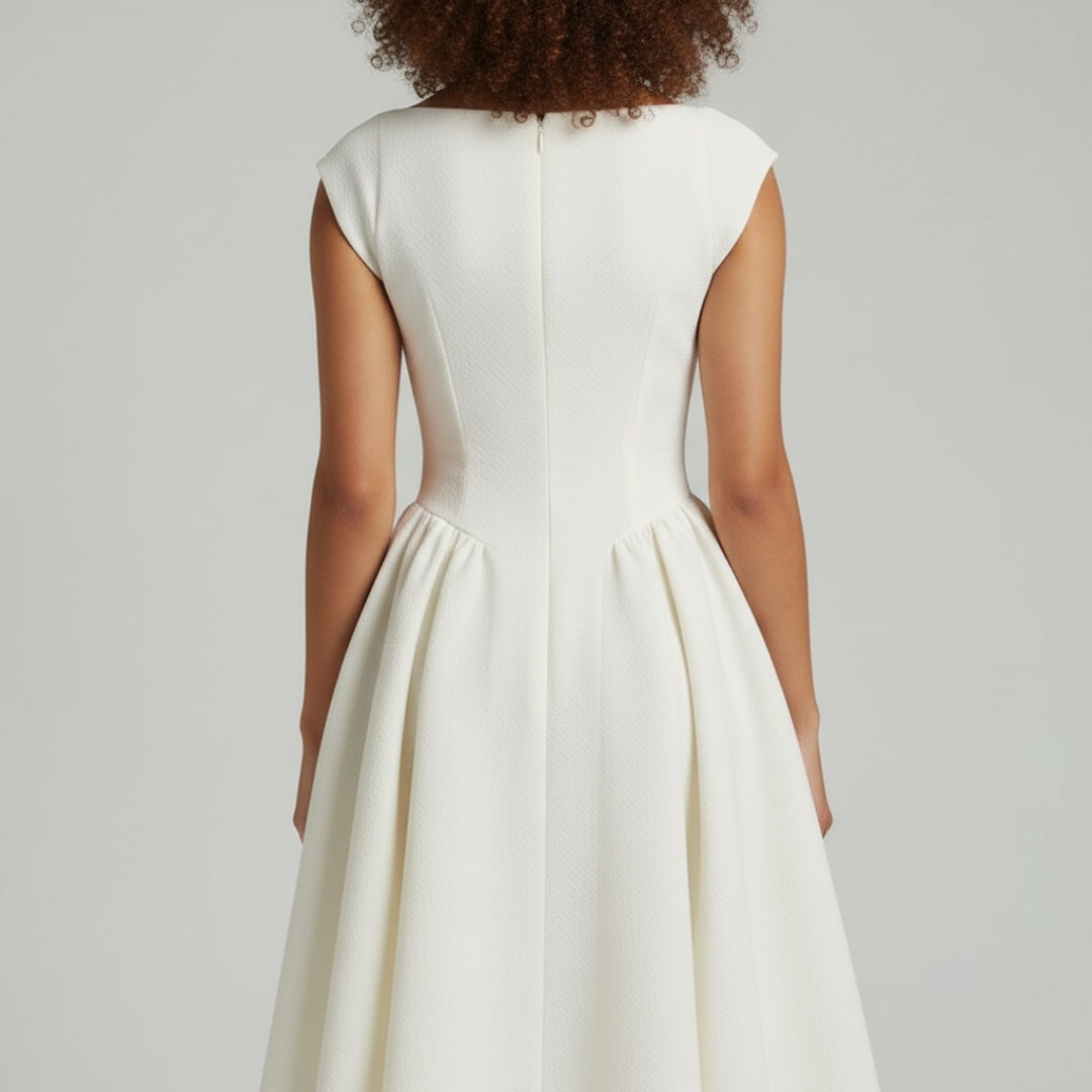 CAMILLE Round Neck Backless Midi Dress