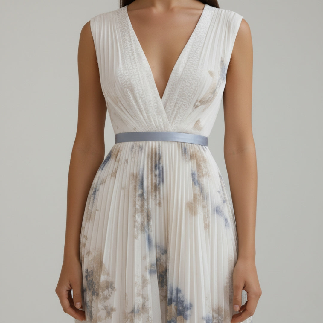 JESSIE V-Neck Printed Midi Dress