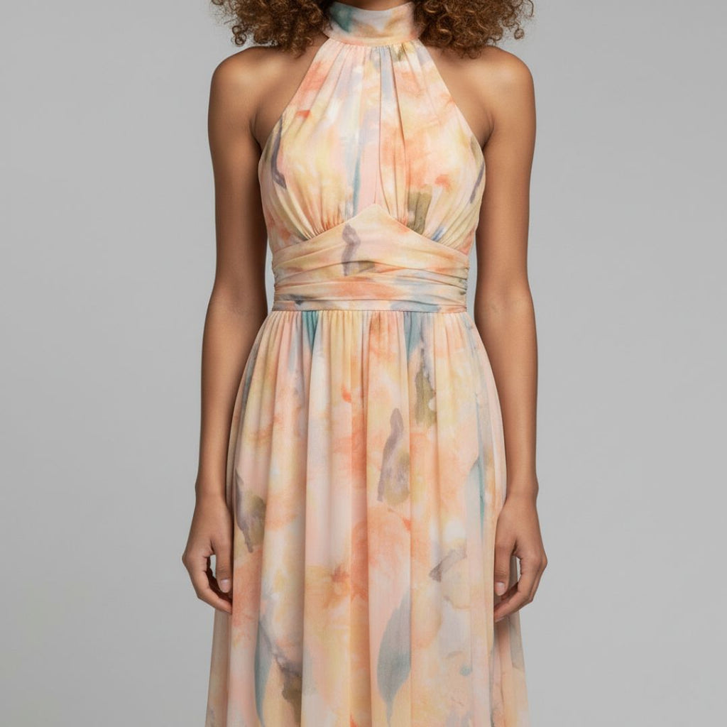 SANDRA Printed Backless Maxi Dress