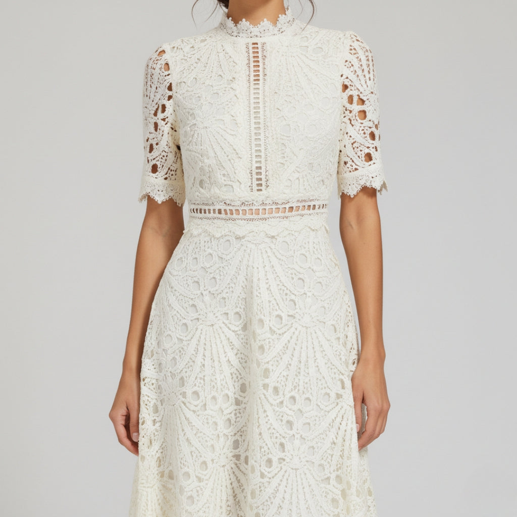 CHLOE Printed Puff Sleeve Midi Dress